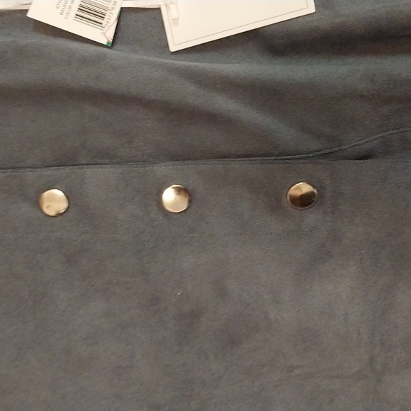 1ST STATE BRAND CONTEMPORARY FAUX  SUEDE A LINE WRAP AROUND skirt large - Picture 6 of 13